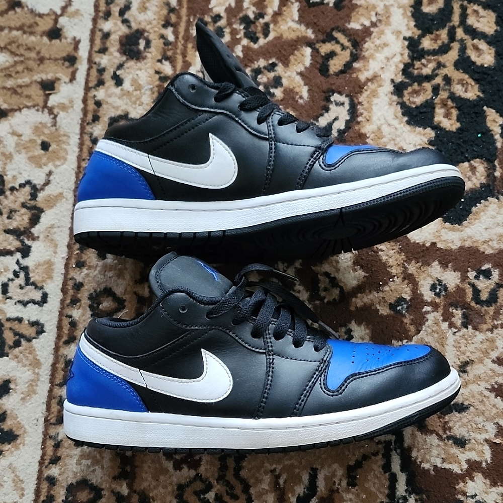Men's Air Jordan Black & Blue Sneakers w/White Sole & Accents; 8